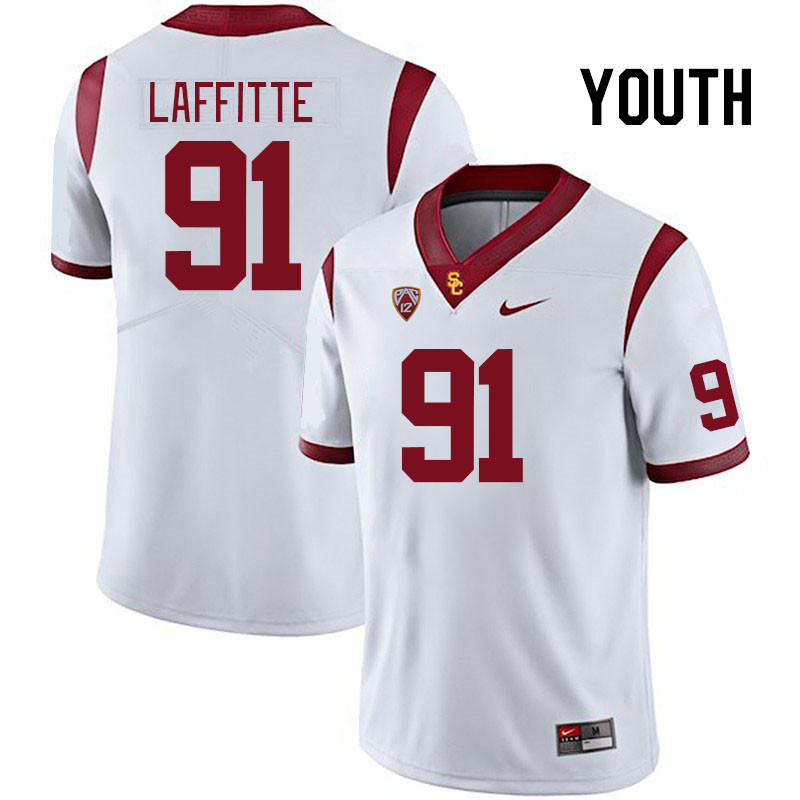 Youth #91 Deijon Laffitte USC Trojans College Football Jerseys Stitched Sale-White